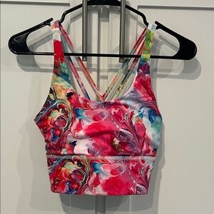 Sisters of Iron Tie Dye / Paint Swirl Print Long Line Bra